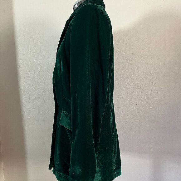 House of Harlow 1960 Sz S Jewel Green Velvet Dbl Breasted Blazer - Picture 3 of 8